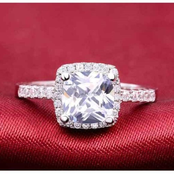 🔥Beautiful Pure Princess Cut Zircon Square Thin Rings for Women, MARR9036 - Picture 1 of 5